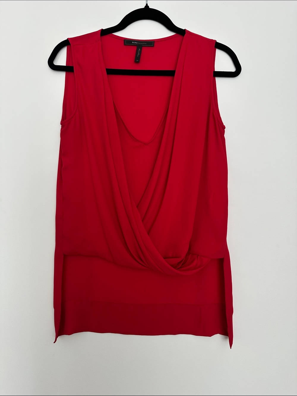 Sleeveless Draped Red Top